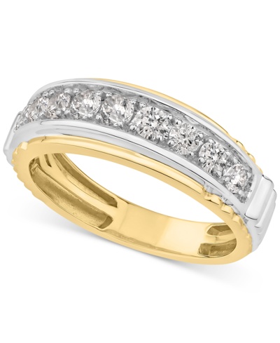 Shop Macy's Men's Diamond Ring (1 Ct. T.w.) In Two-tone 10k Gold & White Gold