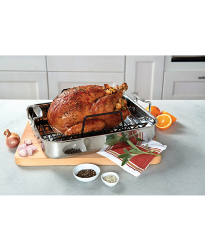 Shop Viking 3-ply Stainless Steel Roasting Pan With Nonstick Rack In Silver