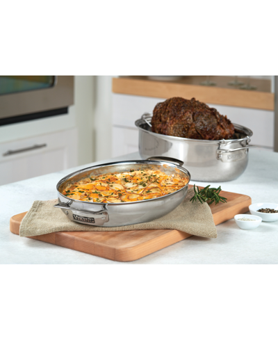 Shop Viking Metal Induction-safe 8.5-qt. Oval 3-in-1 Roaster With Lid & Rack In Silver