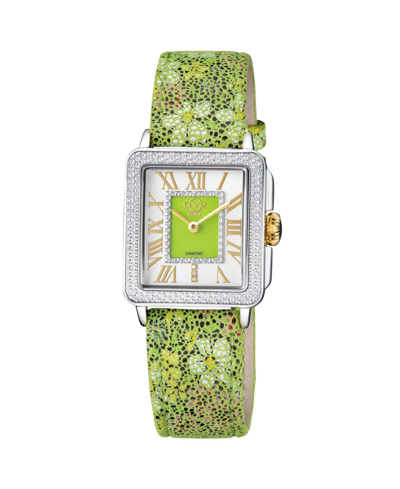 Shop Gevril Gv2 Women's Padova Floral Green Leather Swiss Quartz Strap Watch 30 Mm In Gray