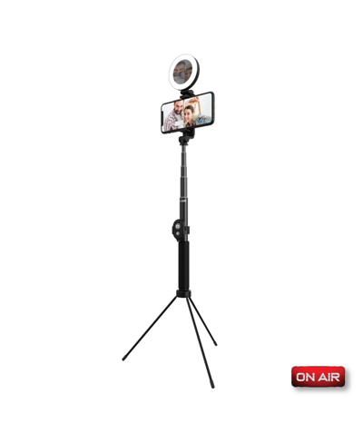 Shop Tzumi On Air Halo Stick 5" Ring Light With Extendable (4') Tripod, 3 Light Modes, Usb Power, And Bluetooth In Black