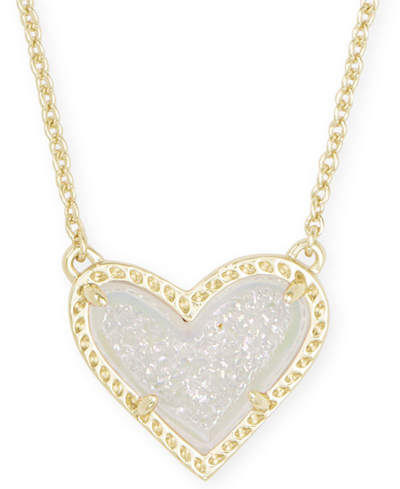Shop Kendra Scott 14k Gold Plated And Genuine Stone  Ari Heart Pendant Necklace In Multi