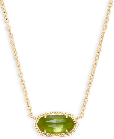 Shop Kendra Scott 14k Gold Plated Elisa Pendant Necklace In Green