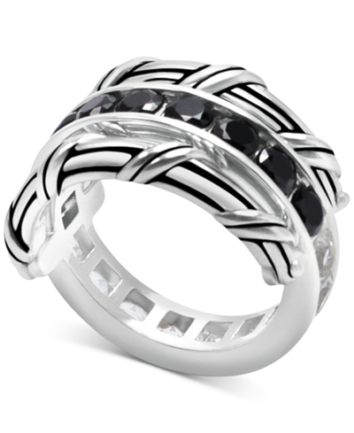 Shop Peter Thomas Roth White Topaz (1-9/10 Ct. T.w.) & Black Spinel Reversible Ring In Sterling Silver