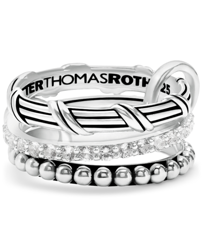 Shop Peter Thomas Roth 3-pc. Set White Topaz Connected Stacking Rings (1-1/4 Ct. T.w.) In Sterling Silver