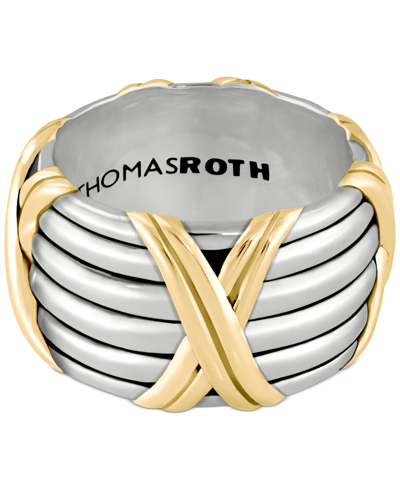 Shop Peter Thomas Roth Wide Crisscross Ring In Sterling Silver & Gold-plate