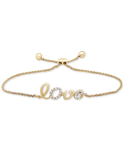 Shop Wrapped In Love Wrapped Diamond Love Bolo Bracelet (1/10 Ct. T.w.) In 14k Gold, Created For Macy's