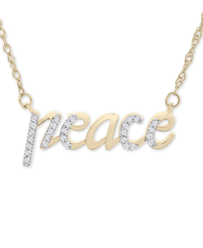 Shop Wrapped Diamond Peace 17" Pendant Necklace (1/10 Ct. T.w.) In 14k Gold, Created For Macy's