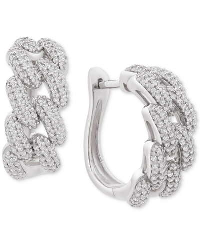 Shop Wrapped In Love Diamond Chain Link Detail Small Hoop Earrings (1 Ct. T.w.) In Sterling Silver,.79",