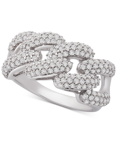 Shop Wrapped In Love Diamond Link Detail Statement Ring (1 Ct. T.w.) In Sterling Silver, Created For Macy