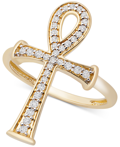 Shop Wrapped Diamond Ankh Ring (1/4 Ct. T.w.) In 14k Gold, Created For Macy's