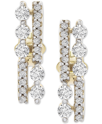 Shop Wrapped Diamond Bar Stud Earrings (1/3 Ct. T.w.) In 14k Gold, Created For Macy's