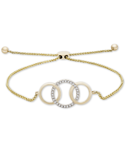 Shop Wrapped Diamond Triple Ring Bolo Bracelet (1/10 Ct. T.w.) In 14k Gold, Created For Macy's