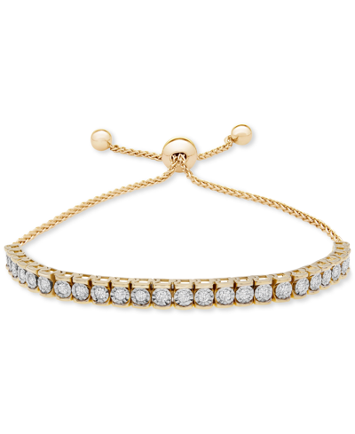 Shop Wrapped Diamond Row Bolo Bracelet (3/4 Ct. T.w.) In Sterling Silver, 14k Gold-plated Sterling Silver Or 14k 
