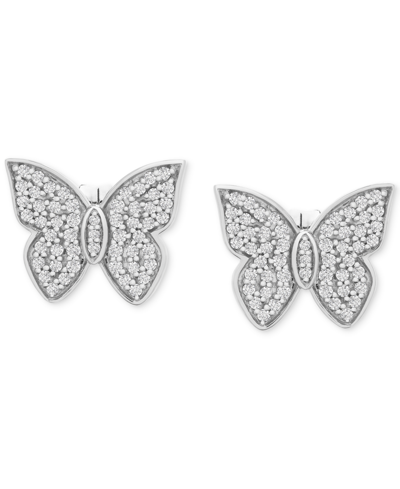Shop Wrapped In Love Diamond Butterfly Stud Earrings (1/2 Ct. T.w.) In 14k White Gold, Created For Macy's