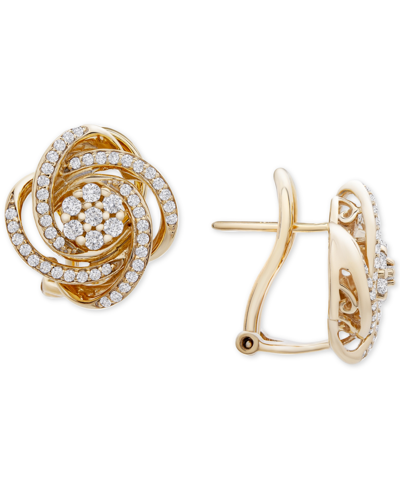 Shop Wrapped In Love Diamond Love Knot Stud Earrings (1/2 Ct. T.w.) In 14k Gold, Created For Macy's