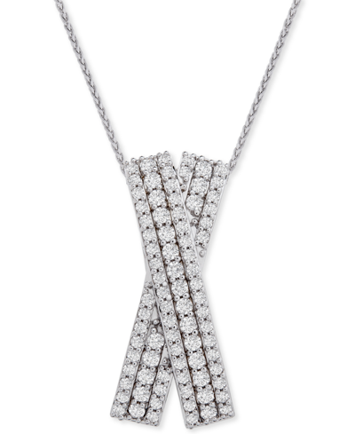 Shop Wrapped In Love Diamond Multi-row Crossover 20" Pendant Necklace (1 Ct. T.w.) In Sterling Silver, Cr
