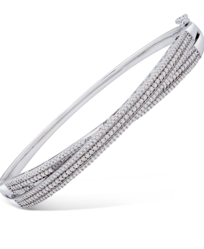 Shop Wrapped In Love Diamond Multi-row Crossover Bangle Bracelet (1 Ct. T.w.) In Sterling Silver, Created