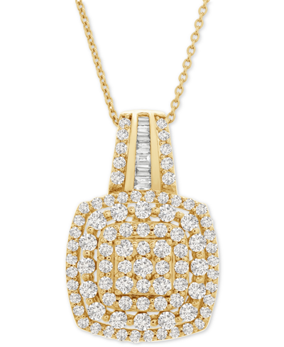 Shop Wrapped In Love Diamond Cushion Cluster 18" Pendant Necklace (1 Ct. T.w.) In 14k Gold, Created For M