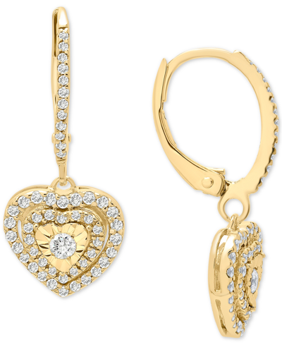 Shop Macy's Diamond Heart Drop Earrings (1/2 Ct. T.w.) In Sterling Silver, Gold-plated Sterling Silver Or Rose G In Yellow