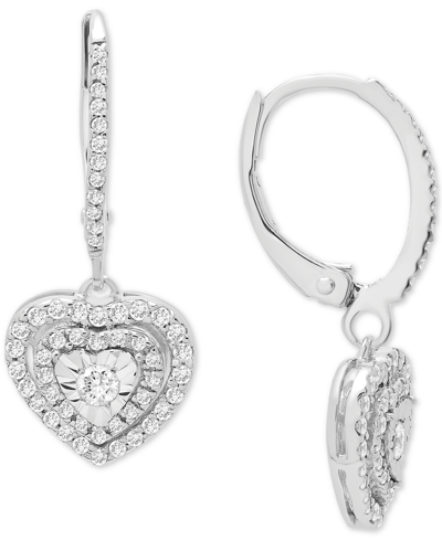 Shop Macy's Diamond Heart Drop Earrings (1/2 Ct. T.w.) In Sterling Silver, Gold-plated Sterling Silver Or Rose G
