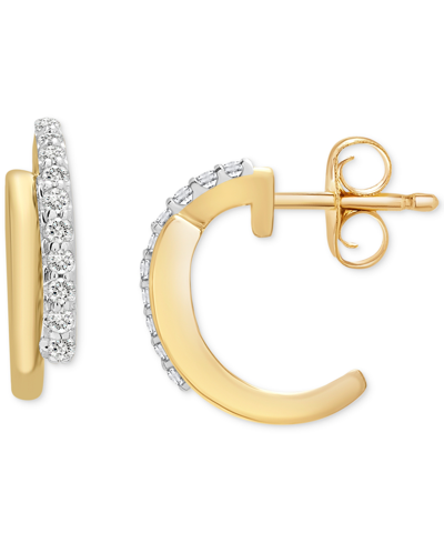 Shop Wrapped Diamond Huggie Hoop Earrings (1/10 Ct. T.w.) In 14k Gold, Created For Macy's
