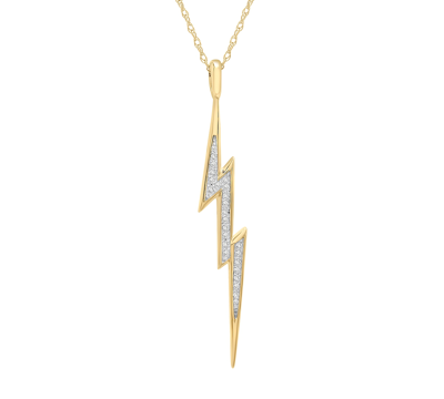 Shop Wrapped Diamond Lightening Bolt 20" Pendant Necklace (1/10 Ct. T.w.) In 14k Gold, Created For Macy's