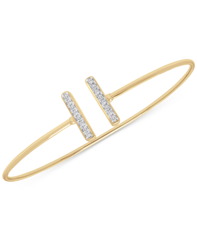 Shop Wrapped Diamond Bar Cuff Bangle Bracelet (1/10 Ct. T.w.) In 14k Gold, Created For Macy's