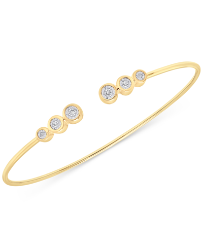 Shop Wrapped Diamond Bezel Cuff Bangle Bracelet (1/10 Ct. T.w.) In 14k Gold, Created For Macy's