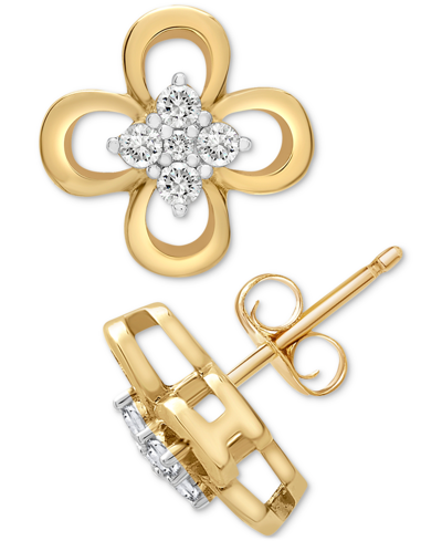 Shop Wrapped Diamond Flower Stud Earrings (1/10 Ct. T.w.) In 14k Gold, Created For Macy's