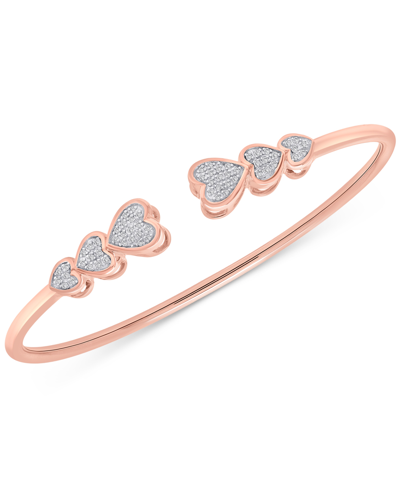 Shop Wrapped Diamond Hearts Cuff Bangle Bracelet (1/5 Ct. T.w.) In 14k Rose Gold-plated Sterling Silver, Created  In Pink