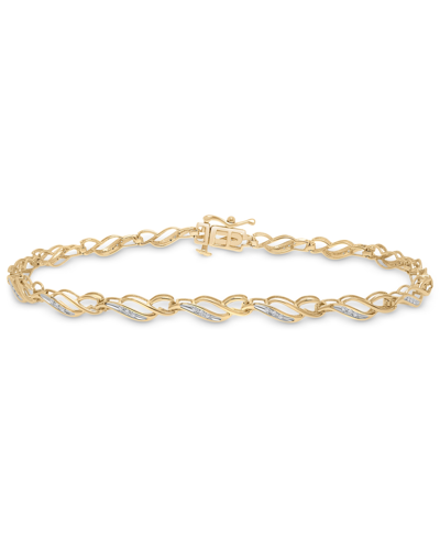 Shop Macy's Diamond Link Bracelet (1/10 Ct. T.w.) In 10k Gold In Yellow
