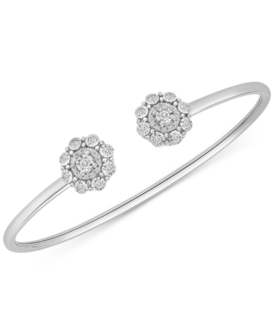 Shop Wrapped Diamond Cluster Cuff Bangle Bracelet (1/4 Ct. T.w.) In Sterling Silver, Created For Macy's