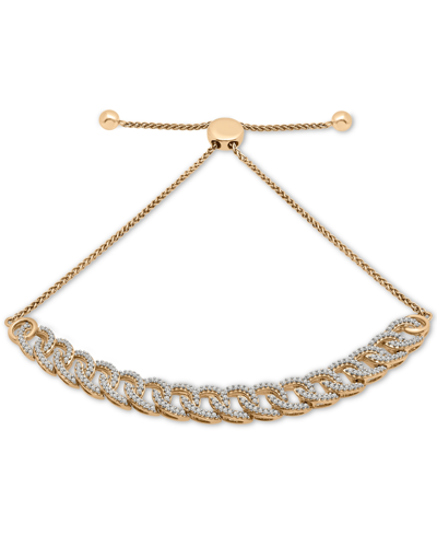 Shop Wrapped Diamond Large Link Bolo Bracelet (1/2 Ct. T.w.) In Sterling Silver Or 14k Gold-plated Sterling Silve In Yellow