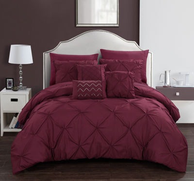 Shop Chic Home Hannah 10 Piece Queen Comforter Set Bedding In Red