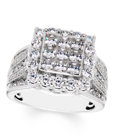 Shop Macy's Diamond Multi Princess Engagement Ring (2 1/2 Ct. T.w.) In 14k White Gold