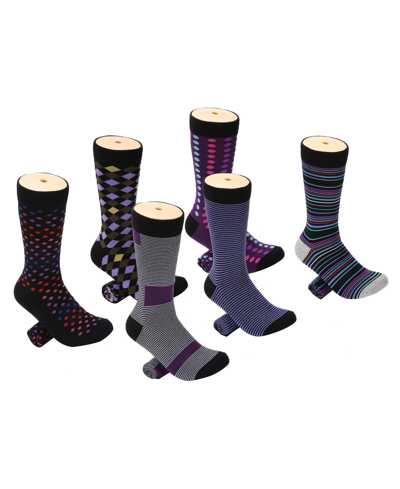 Shop Mio Marino Men's Snazzy Collection Dress Socks Pack Of 6 In Purple