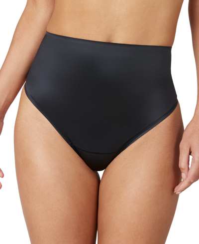 Shop Spanx Shaping Satin Seamless Thong Underwear 40063r In Black