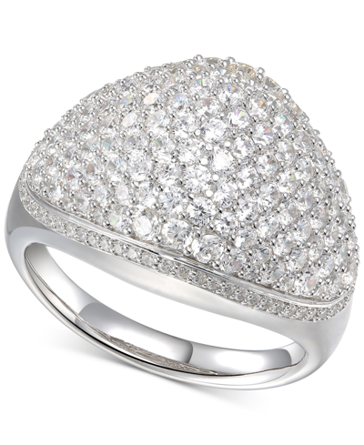 Shop Macy's Cubic Zirconia Pave Dome Ring In Sterling Silver In Gold