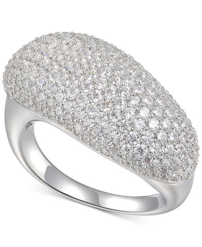 Shop Macy's Cubic Zirconia Pave Diagonal Statement Ring In Sterling Silver In Gold