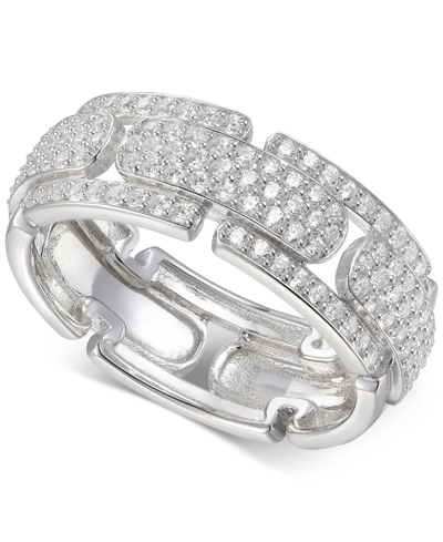 Shop Macy's Cubic Zirconia (1-1/3 Cttw) Pave Band In Sterling Silver In Gold