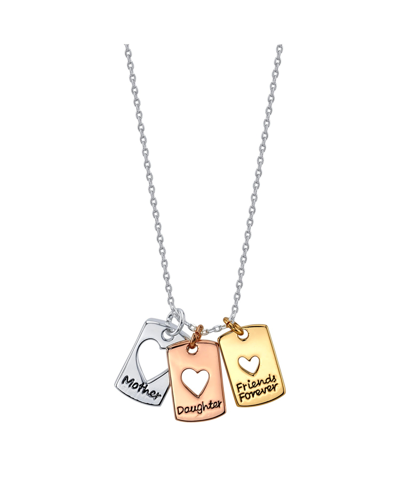Shop Unwritten Tri-tone Plated Silver "mother Daughter Friends Forever" Heart Pendant Necklace In Pink