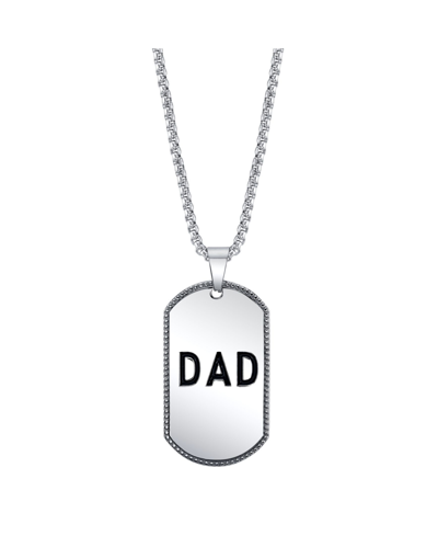 Shop He Rocks Men's Stainless Steel Dad Pendant Necklace In Silver