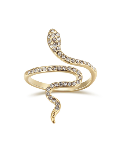 Shop Unwritten Crystal Snake Bypass Ring In Gold