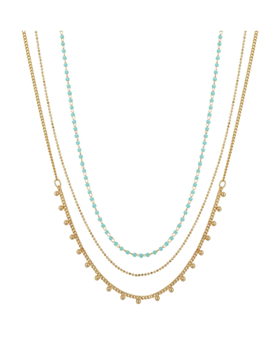 Shop Unwritten 14k Gold Flash Plated 3-pieces Layered Chain Necklace Set In Yellow