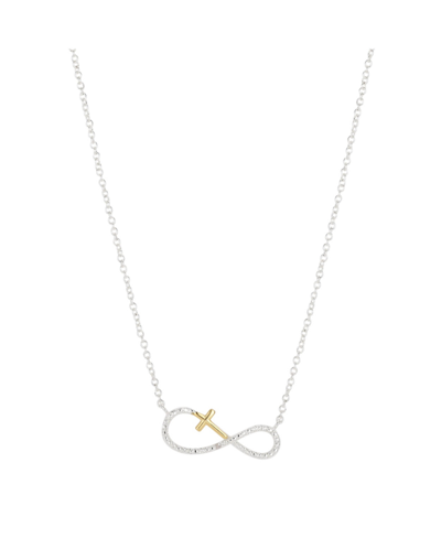 Shop Unwritten 14k Gold Flash Plated Cubic Zirconia Cross Infinity Pendant Necklace In Yellow