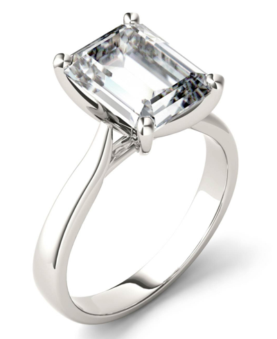 Shop Charles & Colvard Moissanite Emerald Solitaire Ring (3-1/2 Ct. T.w. Diamond Equivalent) In 14k White Gold