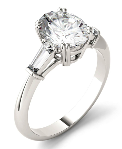 Shop Charles & Colvard Moissanite Oval Engagement Ring (2-1/2 Ct. Tw. Diamond Equivalent) In 14k White Gold
