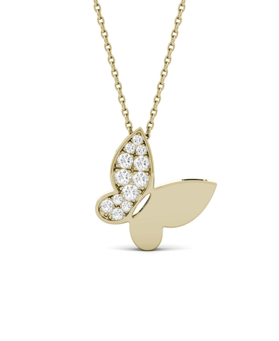 Shop Charles & Colvard Moissanite Butterfly Pendant 1/6 Ct. T.w. Diamond Equivalent In 14k White Or Yellow Gold