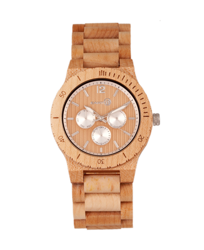 Shop Earth Wood Bonsai Wood Bracelet Watch W/day/date Khaki-tan 45mm In Brown